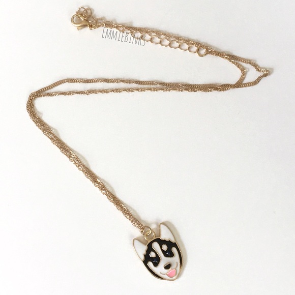 New ‘Puppy Love’ Siberian Husky Puppy Dog Pendant Necklace / Gold Plated Pup - Picture 9 of 13